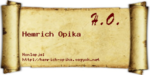 Hemrich Opika névjegykártya